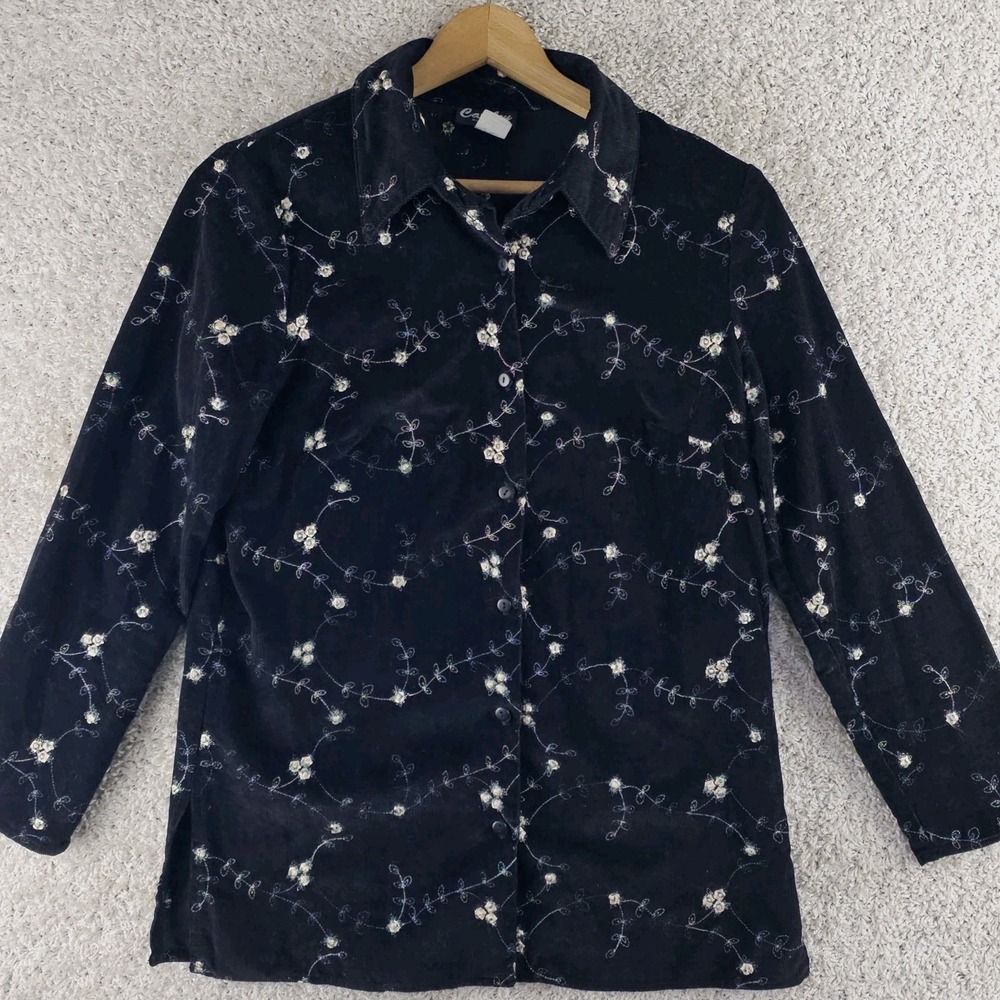 Vintage Caribou New York Floral Scroll Corduroy Shirt Sz Medium Whimsigoth USA